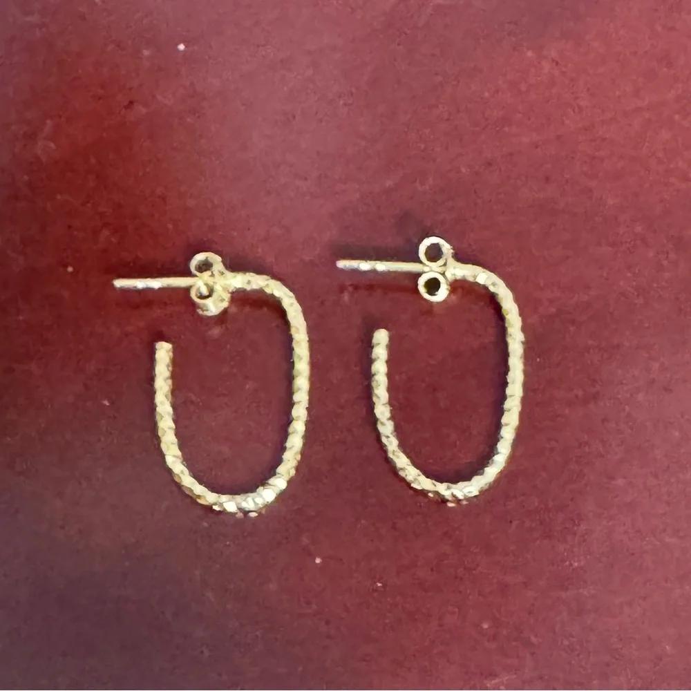 Argento Vivo Women’s Sterling Silver Gold Textured Hoop Earrings